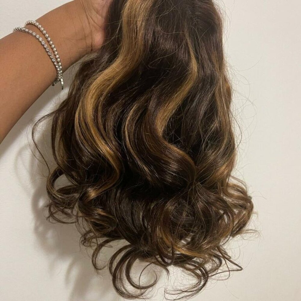 12 inch pre plucked, pre bleached honey blond 100% human hair wig - Picture 4 of 4